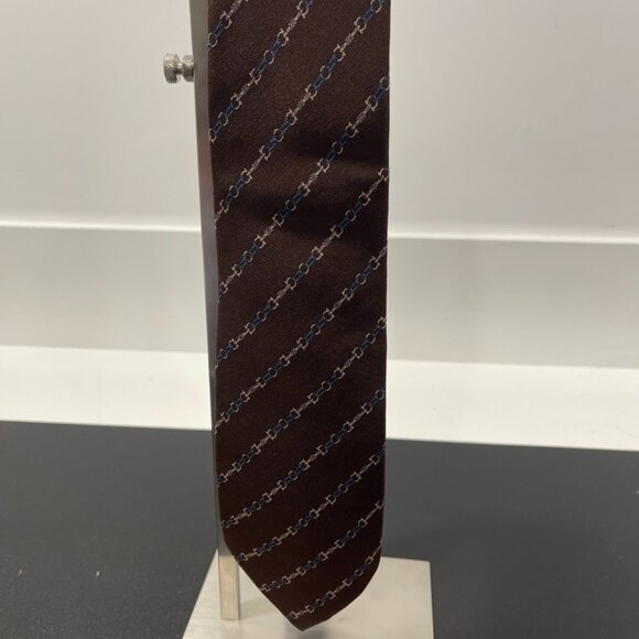 Celine Necktie 100% Silk Brown/Blue (72868) - Picture 1 of 5
